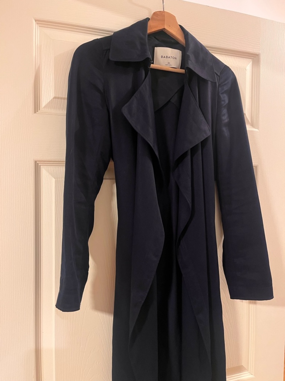 Babaton Deep Navy Draped Trench Coat